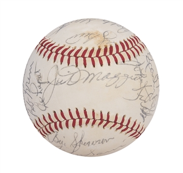 New York Yankees Old-Timers Multi Signed OAL MacPhail Baseball with 24 Signatures Including Joe DiMaggio, Roger Maris, Yogi Berra, and Lefty Gomez (PSA/DNA)